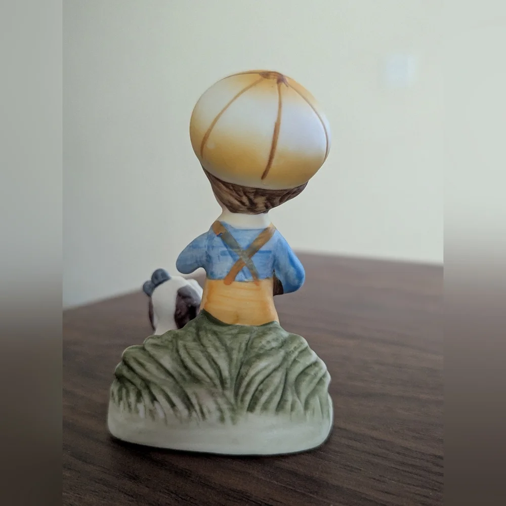 Vintage Homco Boy With Dog Figurine